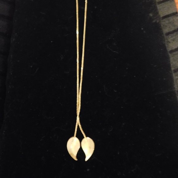 Golden Double Leaf Necklace - Picture 12 of 12